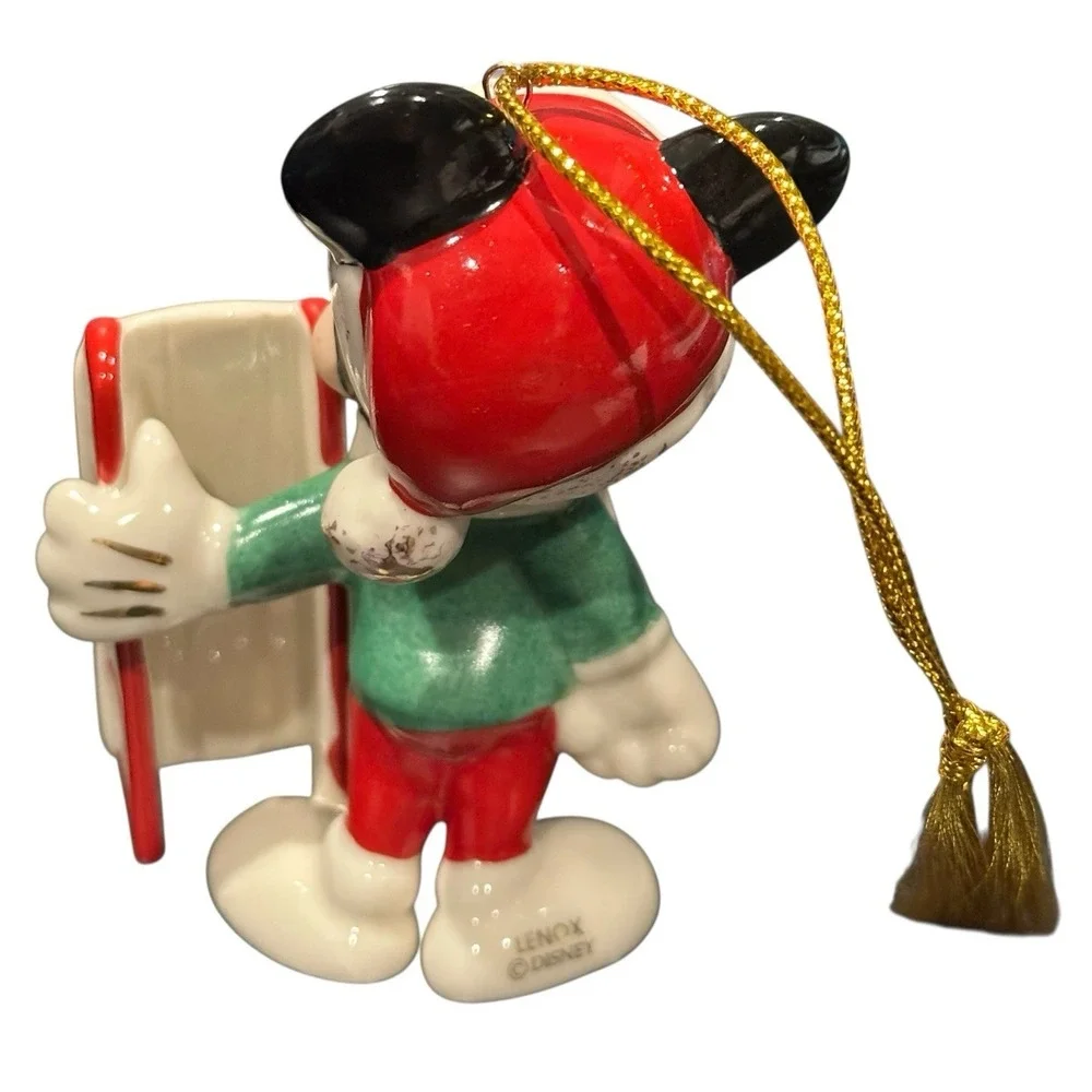 Disney Lenox Mickey‎ Mouse Let it Snow Christmas Ornament Porcelain Figure